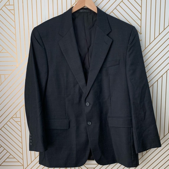 Izod 100% Wool Tweed Plaid blazer Sport Coat Jacket Classic Timeless gray 42R